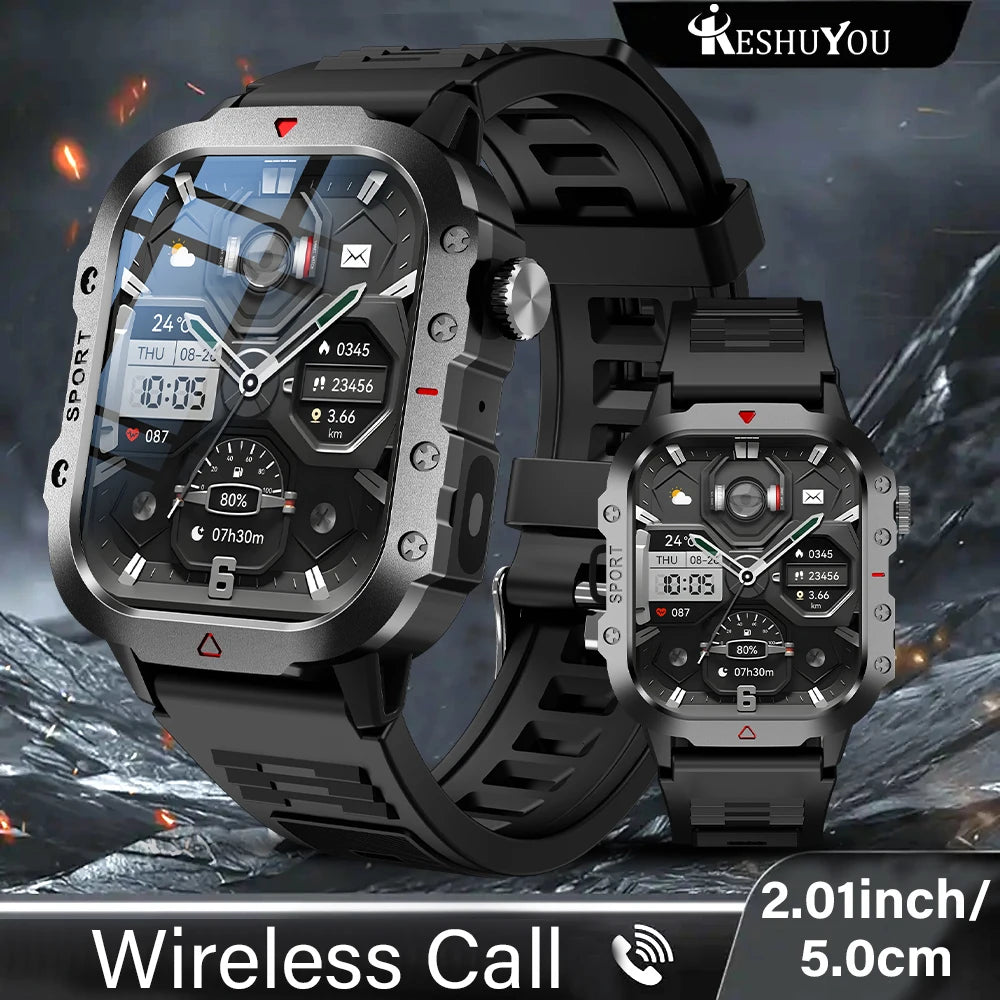 Outdoor Sports Smart Watch 2.01 inch HD Screen LED Flashlight Bluetooth Talking Smart Watch for Men Women Holiday Gifts